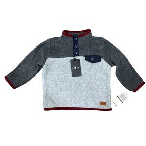 NEW 7 For All Mankind Baby‎ Boy  Size 12 Months Navy Grey Fleece Sweater NWT